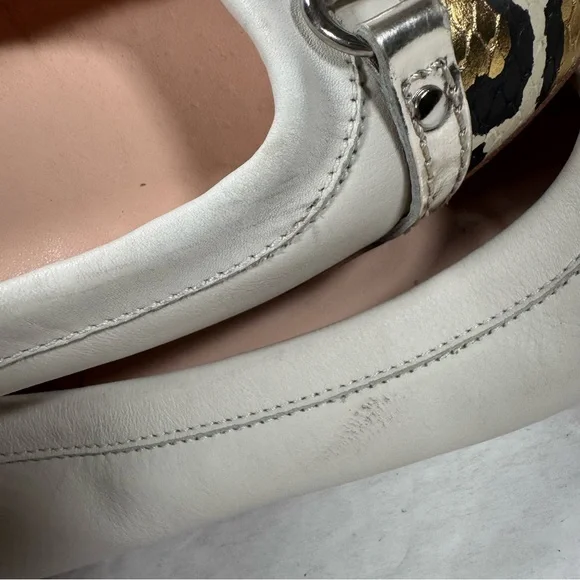 AGL Attilio Giusti Leombruni Cream Metallic Leopard Print Captoe Flats Size 9 - Picture 12 of 12
